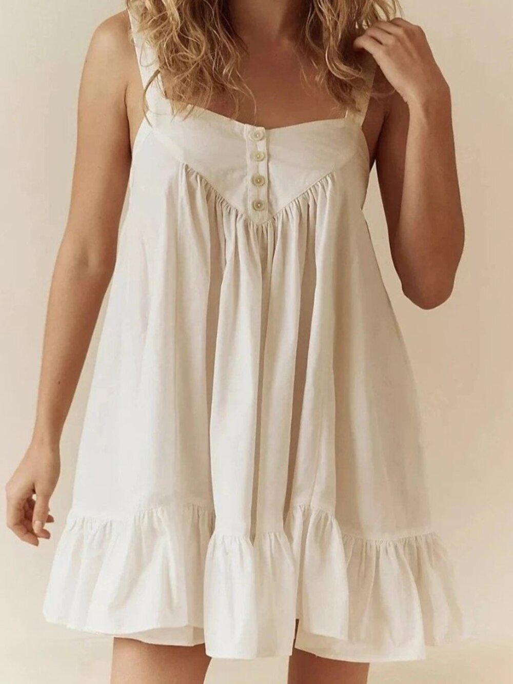 Free People Free-Est Heart Eyes Cotton Mini Dress Smocked Ruffle XXS 290200